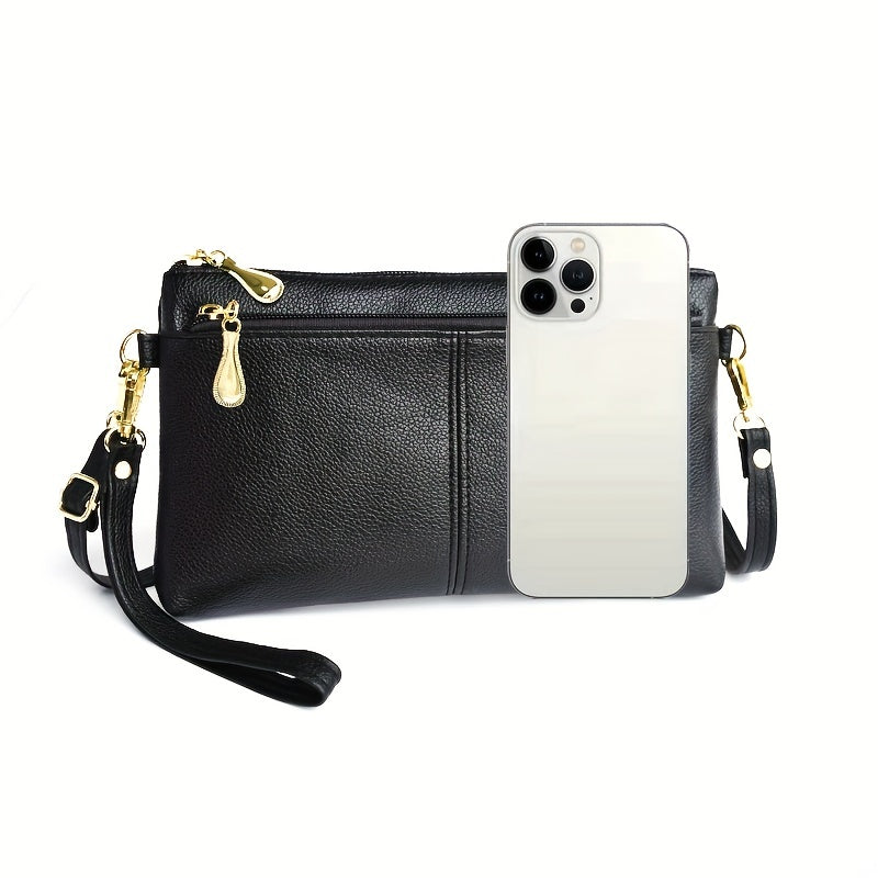 Stylish Square Wristlet Crossbody Bag for Women - Removable Strap, Double Zipper Closure, Polyester Lining, PU Material, Coin and Phone Storage - Solid Color, No Pattern, Compact and Fashionable