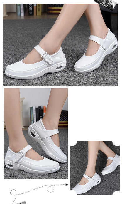 xiangtuibao Mary Jane Slip Buckle Flat Resistant Comfort White Nursing Work Shoes Womens Grils Casual B178 New