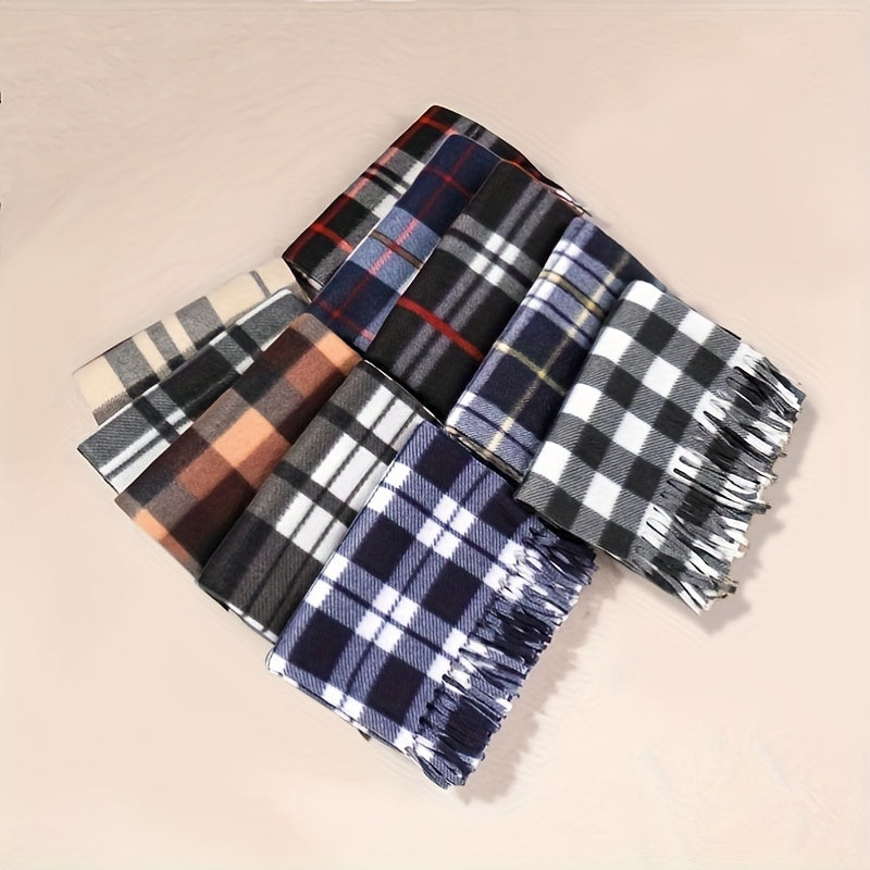 Classic British Plaid Tassel Scarf Stylish Soft Warm Versatile Shawl Autumn Winter Unisex Coldproof Inelastic Scarf