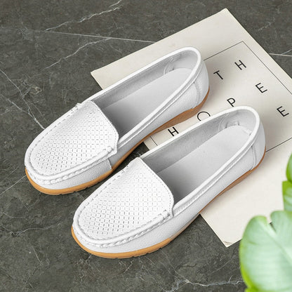 New Moccasins Women Slip On Loafers Female Wedges Flats Ladies Genuine Leather Casual Shoes Comfortable Work Shoes Size 35-44