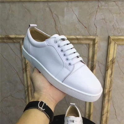 xiangtuibao  Genuine Leather Flat Women Sneakers Rivet Colorful Fashion Flat Casual Shoes Men Sneakers Lace-up Spikes Real Leather Classics