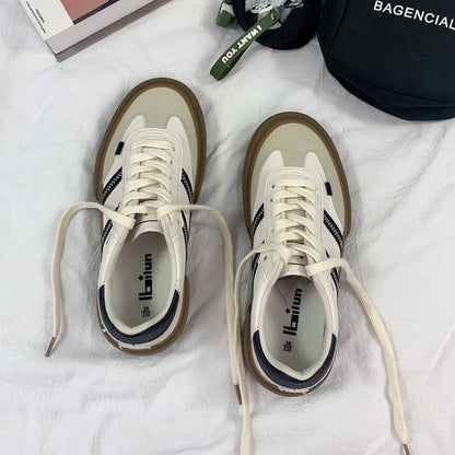 New Spring Autumn Women Vulcanized Sneakers Classic PU Leather Female Casual Shoes Couples Flats Men Women Lace Up Trainers