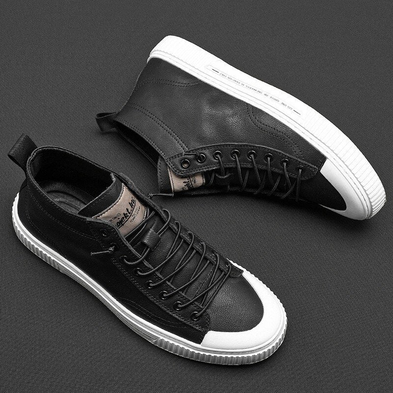 Large Size 38-48 High-Top Men's Split Leather Boots  Autumn New Breathable Sneakers Korean Fashion Men Casual Boots M1973