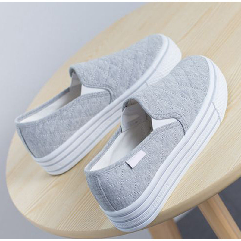 xiangtuibao  Women Flat Shoes Platform Cotton Loafers Elastic Shallow Casual Ladies Sneakers Soft Vulcanized Shoes Female Autumn  New