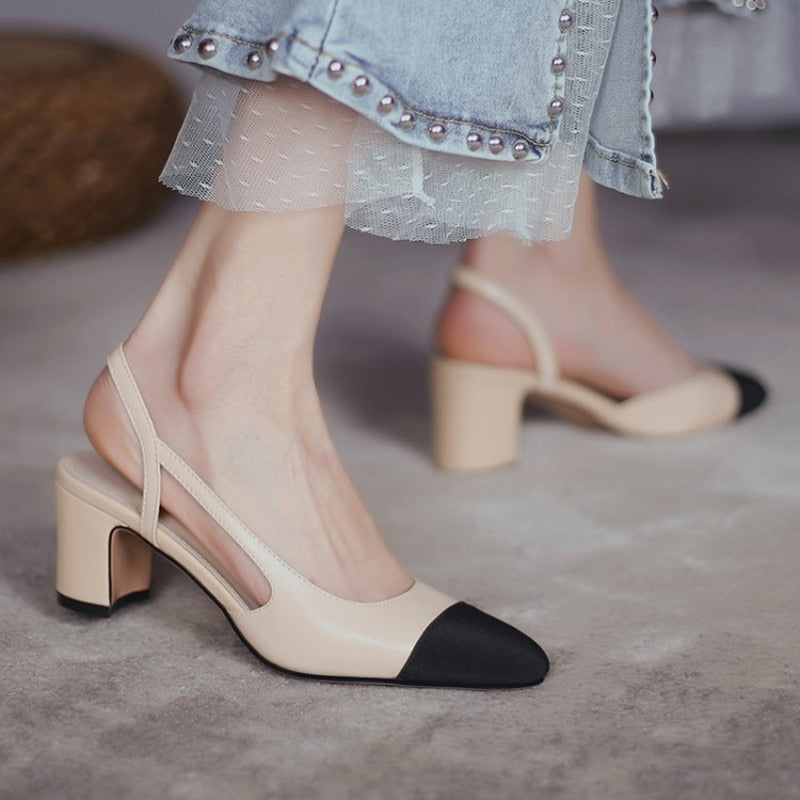 xiangtuibao   Small Size 32 33 Women Luxury Brand Designer Shoes Oversized Woman High Heels Natural Genuine Leather Slingback Beige Nude Pumps