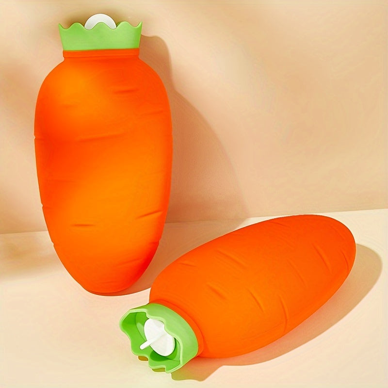 11.16oz Carrot-Shaped Silicone Water Bottle for Pain Relief, Microwaveable BPA-Free Unscented Ai Bei Parent Co. Water Bag with Cover - Ideal for Neck, Shoulder Discomfort, Menstrual Cramps, Dual Temperature Compress (Plush Bag Not Included)