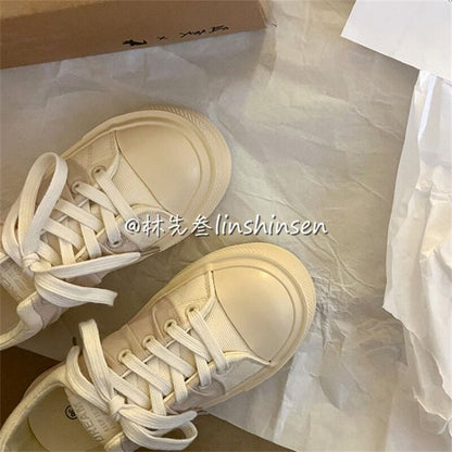 xiangtuibao Canvas Sneakers Woman Vulcanized Shoes Platform Sneakers Women Lace Up Pink Flats Sneakers Ladies Spring Autumn Sports Shoes INS