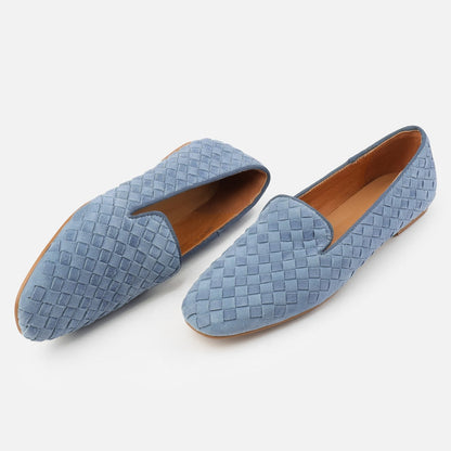 xiangtuibao New Fashion Women Spring Summer Suede Loafers Comfortable Shoes Woman Leather Slip On Casual Flats Ladies Low Heels Blue