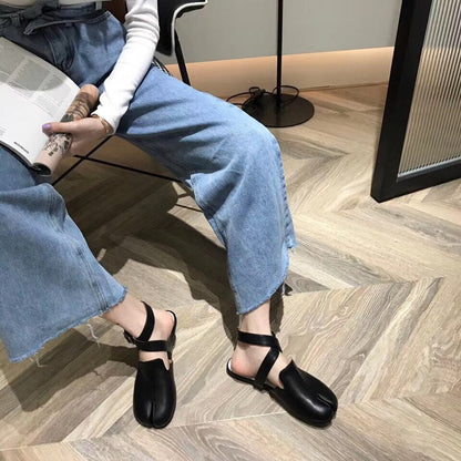 Slingback Split toe flats ballerina flock&nubuck tabi ninia shoes for women espadrilles buckle band riband flats loafers