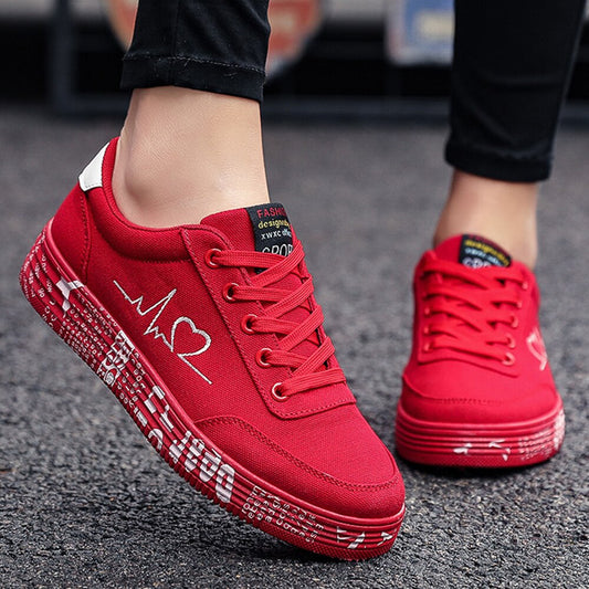 Fashion Women Vulcanized Shoes Sneakers Ladies Lace-up Casual Shoes Breathable Canvas Lover Shoes Graffiti Flat Zapatos cx427