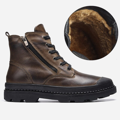 xiangtuibao Natural Cow Leather Men Winter Boots Handmade Retro Men Boots Genuine Leather Men Winter Shoes