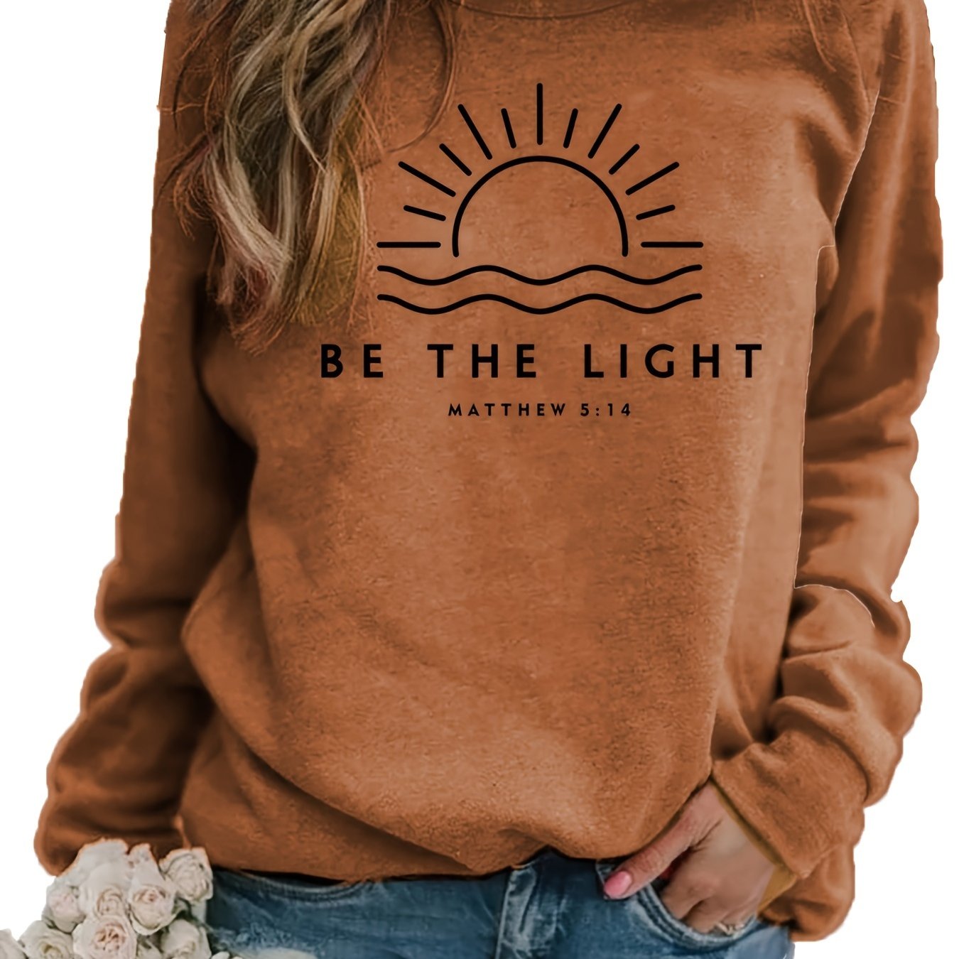 Womens Chic Letter Print Sweatshirt - Soft Cotton Blend, Casual Raglan Long Sleeves - Versatile Crew Neck, Perfect for Spring & Fall Outfits - A Stylish Everyday Wardrobe Staple