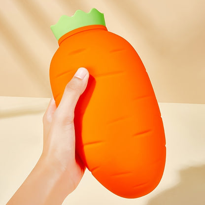 11.16oz Carrot-Shaped Silicone Water Bottle for Pain Relief, Microwaveable BPA-Free Unscented Ai Bei Parent Co. Water Bag with Cover - Ideal for Neck, Shoulder Discomfort, Menstrual Cramps, Dual Temperature Compress (Plush Bag Not Included)