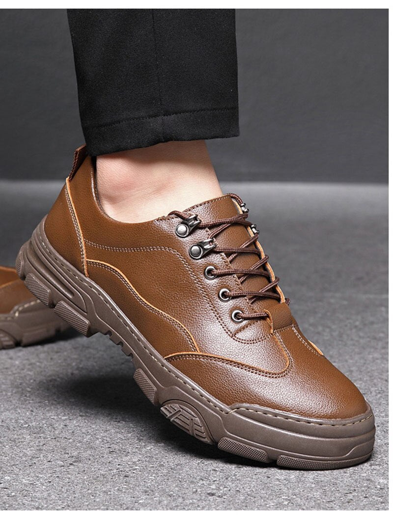 xiangtuibao 100% Genuine Leather Shoes Men Spring Autumn Brogues Flat Thick Sole Mens Casual Shoes Soft Cow Leather Male Footwear A4874