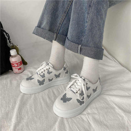 Lolita Anime Shoes Women's Platform Sneakers Butterfly Printing Cute Sport Designer Vulcanization Tennis Female Causal