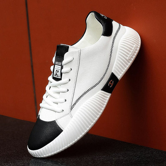xiangtuibao New Vulcanized Shoes Fashion Men Casual Sneakers Comfortable Leather Small White Shoes Wear-Resisting Walking Sneakers