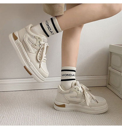 xiangtuibao White Shoes for Women In Autumn and Winter, Versatile High Rise Shoes, New Student Light Sports Shoes women shoes