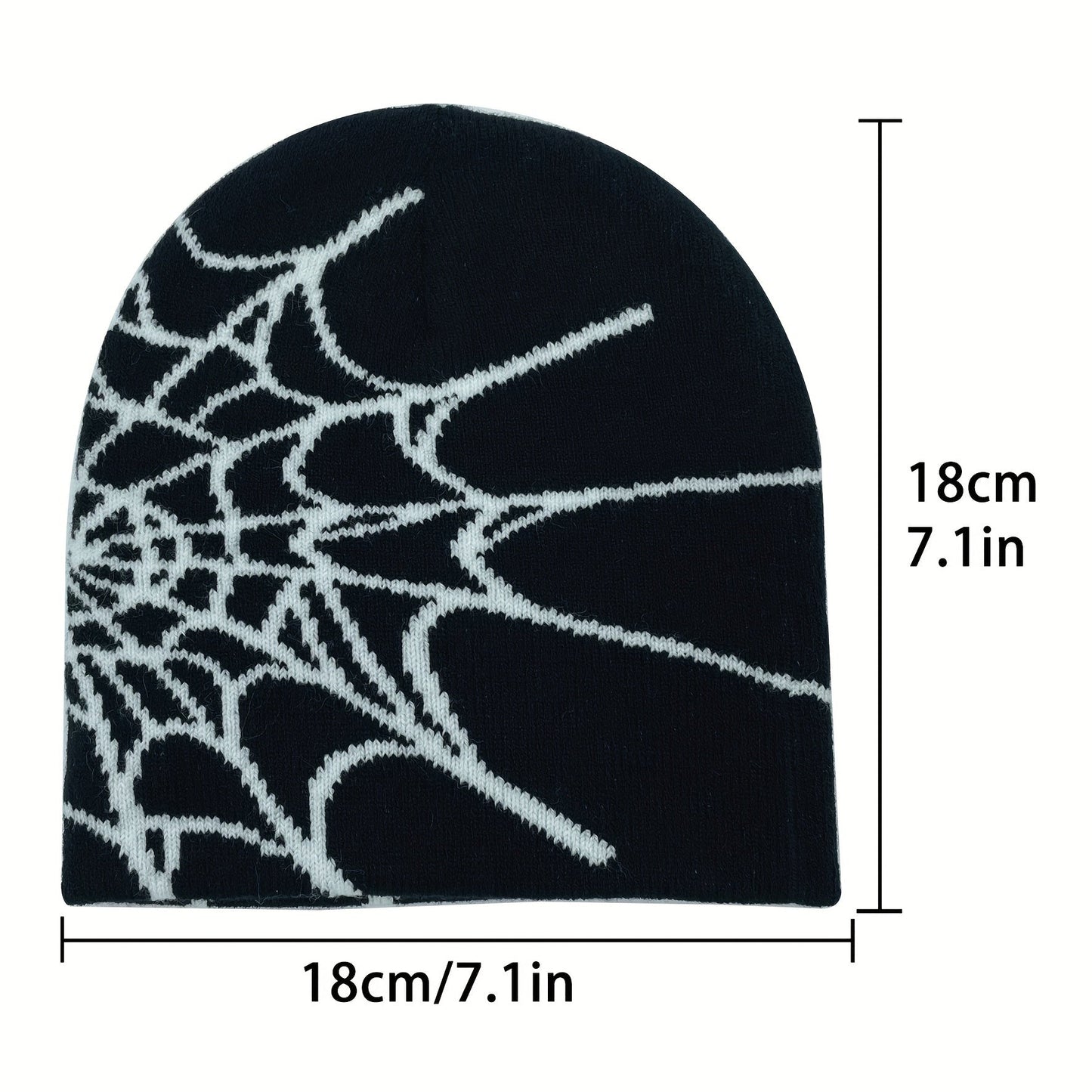1pc Unisex Plain Color Slouchy Knitted Beanie Hat With Spider Web Embroidery For Autumn And Winter