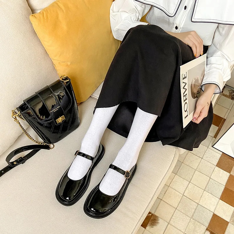 xiangtuibao Candy Color Harajuku Platform Mary Jane Shoes Women Gothic Retro Patent Leather Loafers Designer Fashion Buckle Strap Flats