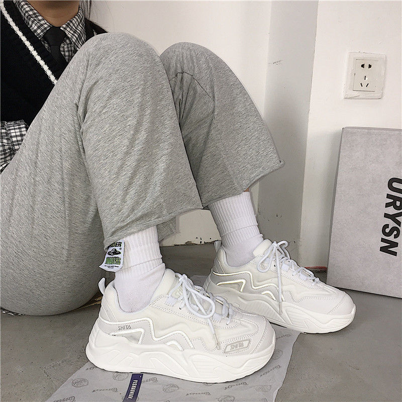 xiangtuibao White Shoes For Women  Autumn New Design Women's Platform Sneakers Height Increasing Ladies Sport Shoes 41 42 43 Plus Size