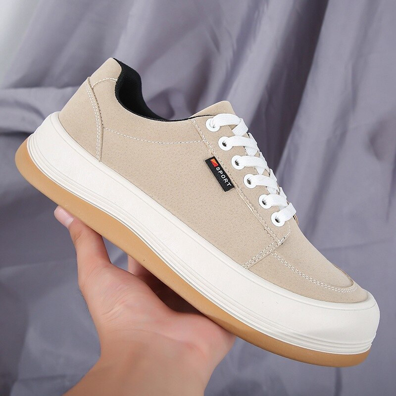 Male sneakers PU sport shoes travel Flats with rubber sole lace up footwear