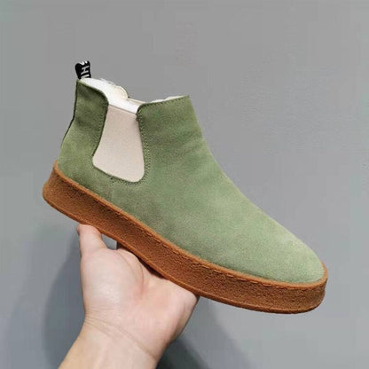 xiangtuibao Spring Men Shoes Suede Leather High-top Men Casual Shoes Slip-on Mens Loafers Comfortable Flat Man Boots Zapatos Hombre