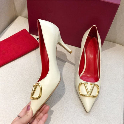 Luxury Designer Women's High Heels, Pointed Toe, Shallow Mouth, 10cm Thin Heels Wedding Shoes Plus Size 42 Zapatos De Mujer