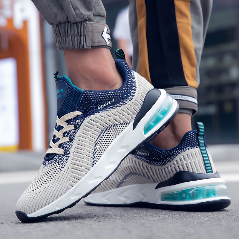 Spring New Men Running Shoes Shoes Breathable Men's Sneakers Athletic Sport Shoes Air Cushion Lace-Up Male Jogging Footwear