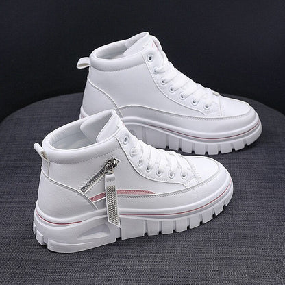 Women's High Top Casual Sports Shoes Autumn And Winter Fashion Thickened Vulcanized Shoes Tennis Women's White Casual Shoes