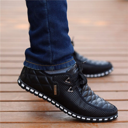 xiangtuibao   Men PU Leather Shoes Men's Casual Shoes Breathable Light Weight White Sneakers Driving Shoes Pointed Toe Business Men Shoes