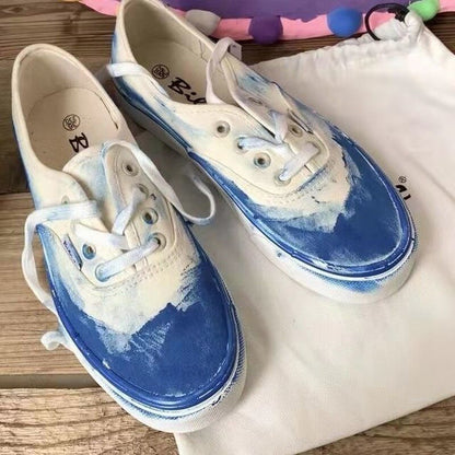 DIY Hand Printed Women Espadrilles  Spring Lace Up Casual Shallow Canvas Sneakers Daily Light Outside Ladies Footwear