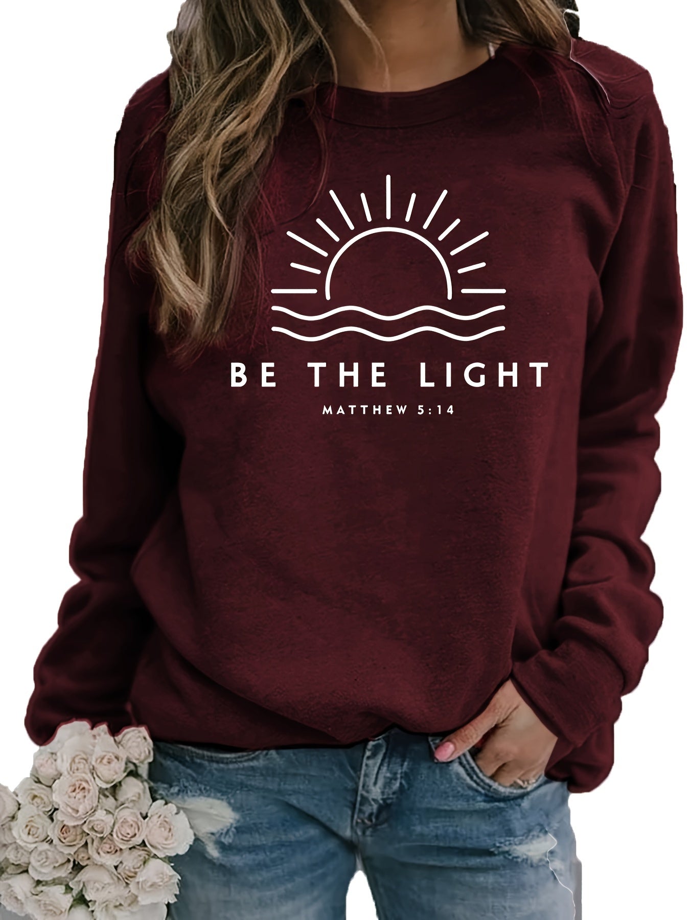 Womens Chic Letter Print Sweatshirt - Soft Cotton Blend, Casual Raglan Long Sleeves - Versatile Crew Neck, Perfect for Spring & Fall Outfits - A Stylish Everyday Wardrobe Staple