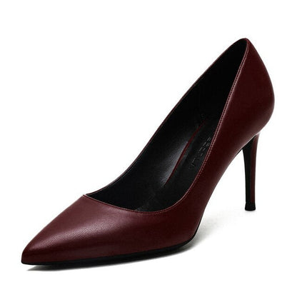 xiangtuibao  Fashion Classic Genuine Leather 6CM/8CM Heels Comfortable Dance Women High Heel Shoes Party Woman Pointed Toe Pumps M0007