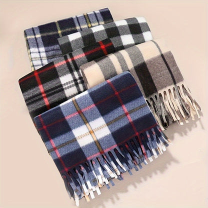 Classic British Plaid Tassel Scarf Stylish Soft Warm Versatile Shawl Autumn Winter Unisex Coldproof Inelastic Scarf