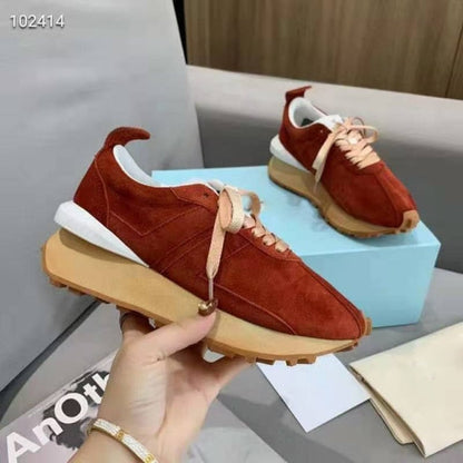 Spring Thick Sole Casual Daddy Shoes Women Flat Mixed Color Lace Up Patchwork Sneakers Outdoor Walk Tennis Shoes  Unisex