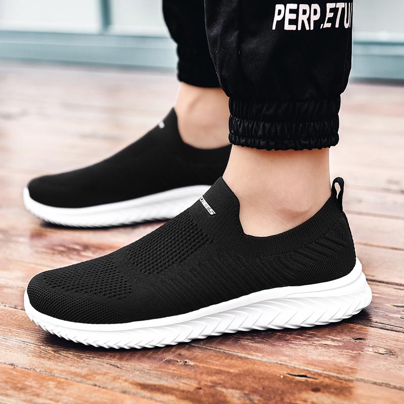 Plus Size Summer Knit Scarpa Uomo Summer Sneakers Socks Men Sport Shoes Man Running Man Sports Shoes for Men Black Jogging D-424