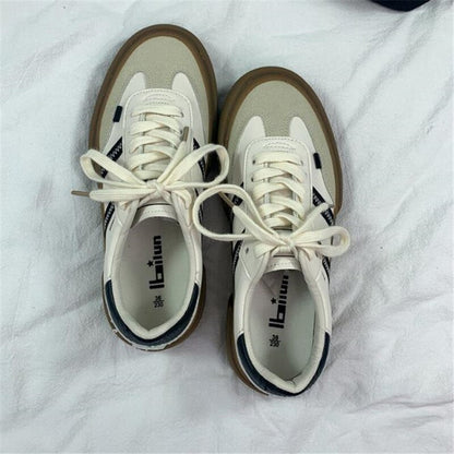 New Spring Autumn Women Vulcanized Sneakers Classic PU Leather Female Casual Shoes Couples Flats Men Women Lace Up Trainers