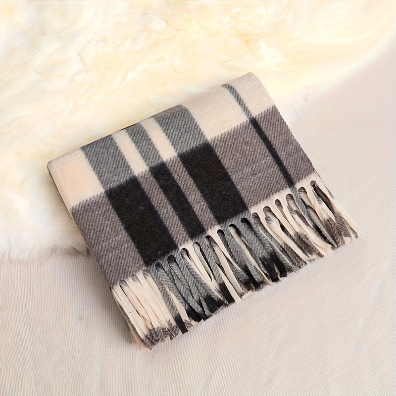 Classic British Plaid Tassel Scarf Stylish Soft Warm Versatile Shawl Autumn Winter Unisex Coldproof Inelastic Scarf