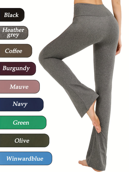 Soft & Stretchy High-Waisted Flare Leggings - Tights & Pants with Tummy Control, Bootleg Bell Bottom Design, Comfortable and Breathable Fabric for Everyday Wear