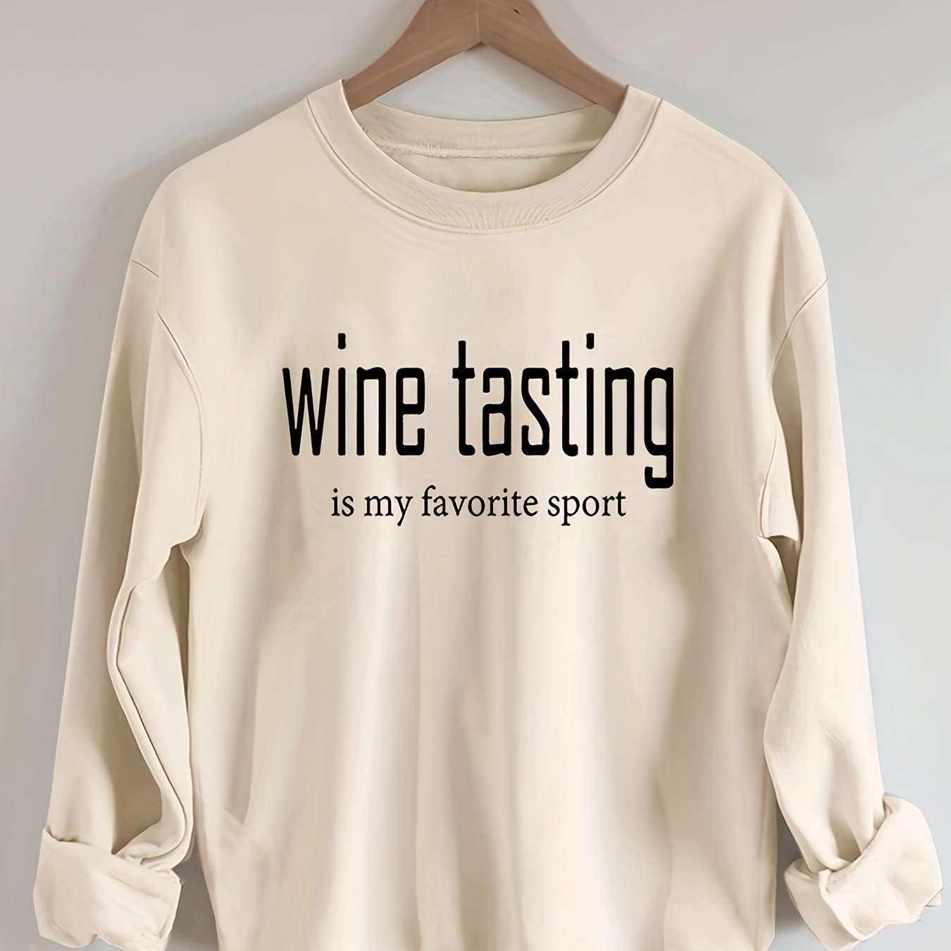 Womens Wine Tasting Art Sweatshirt - Stylish Casual Long Sleeve Crew Neck - Lightweight Pullover for Spring & Fall Transseasonal Fashion