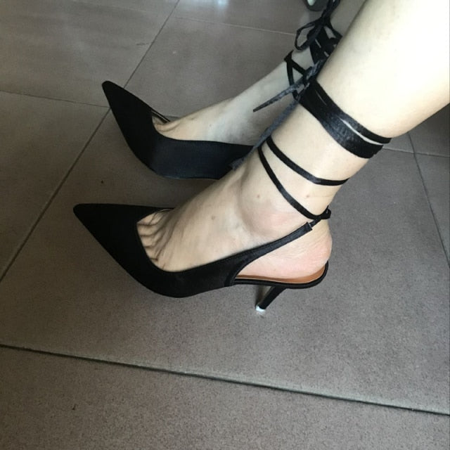 Spring  new style pointed toe high heel strap women's evening dress party shoes