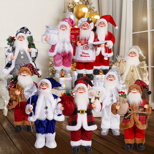 12-Inch Adorable Santa Claus Figurine - Vibrant Polyester Christmas Decoration for Holiday Parties, Events, and Home Display with Festive Red Hat and Beard