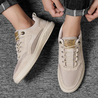 Mens Sneakers Suede Shoes Men Fashion Lightweight Outdoor Shoes Male Non-Slip Comfortable Breathable Walking Shoes Spring Autumn