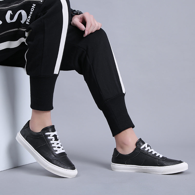 Simple White Men Casual Shoes Luxury Brand Fashion Black White Sneakers Men 100% COw Leather Breathable Soft Walking Footwear