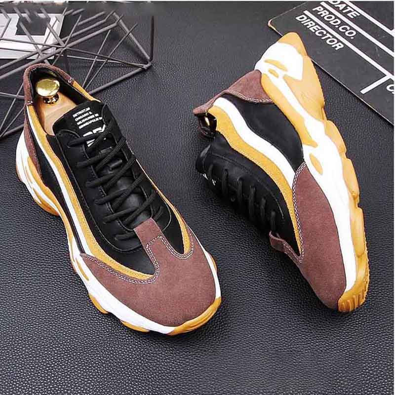 High Quality Spring Brand Designer Men Mixed Color Lace Up Walk Shoes Causal Flats Moccasins Luxury Rock Hip Hop Punk Sneakers