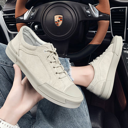 New Suede Leather Lace-up Men Casual Shoes Hand-stitched Men's Shoes Skateboard Tenis Footwear Man Sneakers Fashion Canvas Shoes