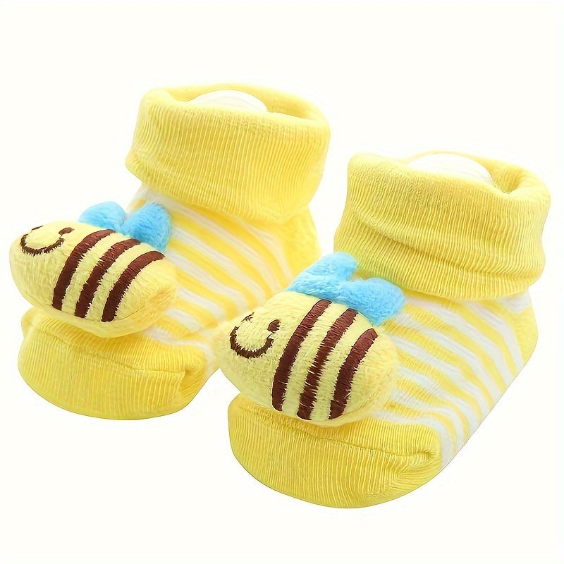 1 Pair Of Baby Girl's Cartoon 3D Animal Pattern Anti-Slip Baby Crew Socks, Soft Breathable Comfy Socks For All Seasons