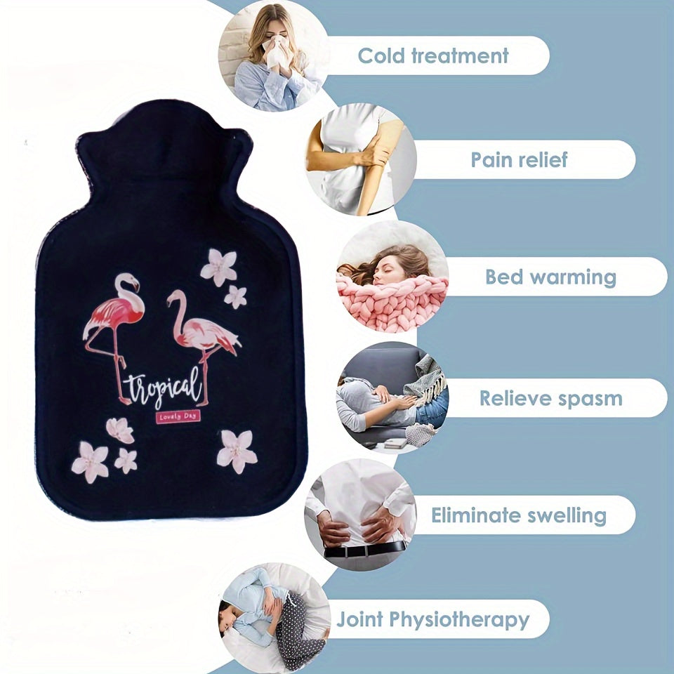 1Pack 7.44oz/16.91oz Hot Water Bottle, Warm Water Bag With Soft Premium Faux Fur Cover Water Bag For Hot Compress And Warm Hands, Hot-Water Bag For Hot Water Bottles For Neck, Back, Shoulder, Legs And Menstrual Cramps