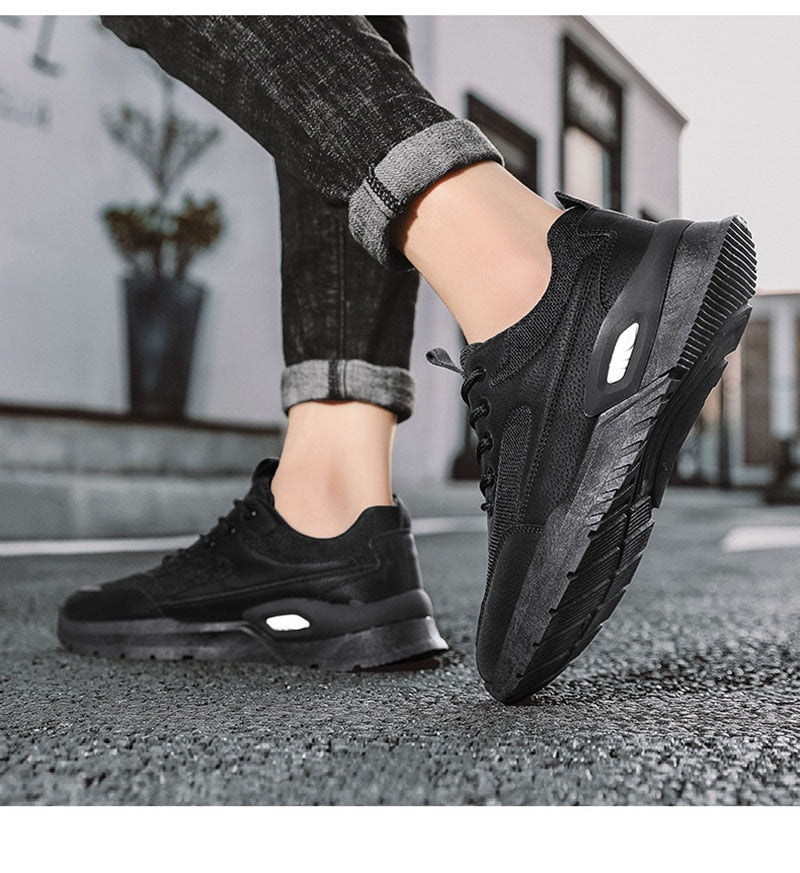 xiangtuibao New Fashion Sneakers Men Spring Autumen Male Footwear Thick Sole Mens Casual Shoes Breathable Mesh Sneakers Black Grey A4752