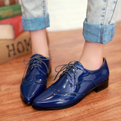 xiangtuibao  Pointed Toe Shoes Woman  Casual Female Sneakers Shose Women Patent Leather Ballet Flats Oxfords Women's Autumn New Dress